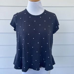 Polka dot peplum short sleeve sundry shirt